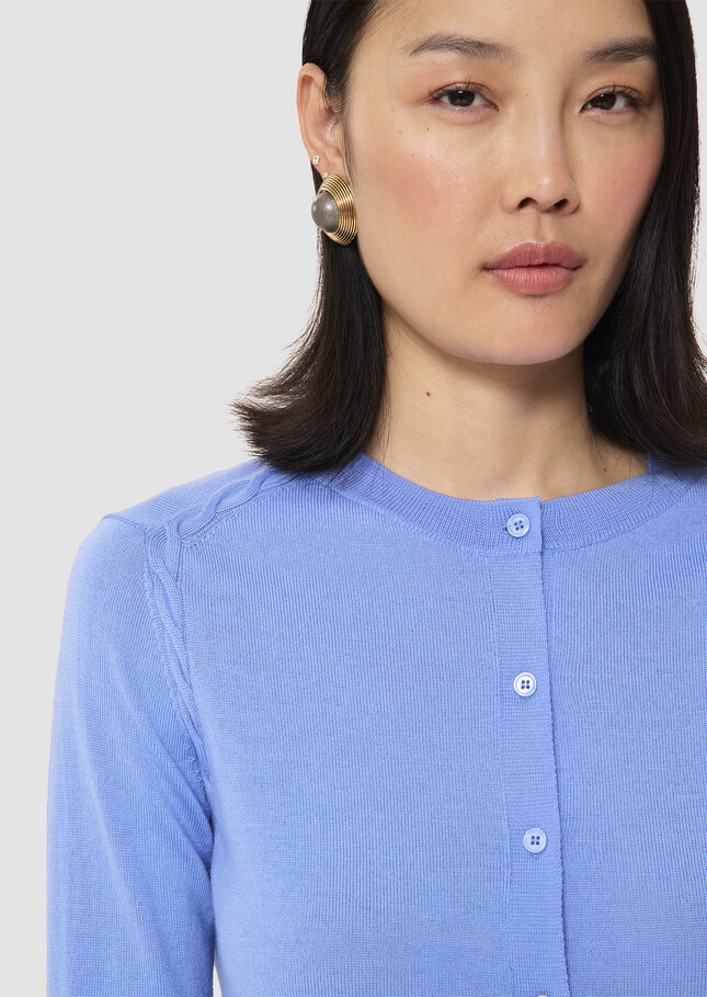 Ginno blue cardigan in merino wool Horizon TARA JARMON CH