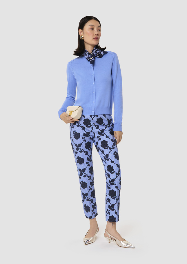 Ginno blue cardigan in merino wool Horizon TARA JARMON CH
