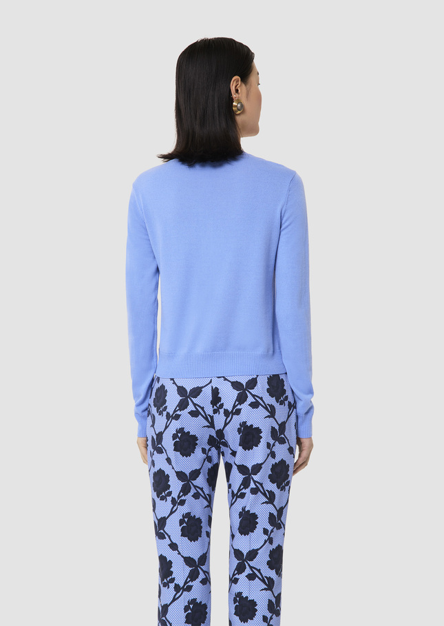 Ginno blue cardigan in merino wool Horizon TARA JARMON CH