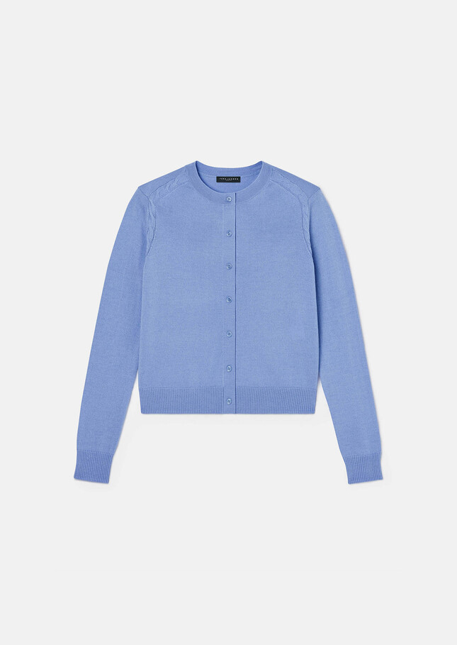 Ginno blue cardigan in merino wool Horizon TARA JARMON CH