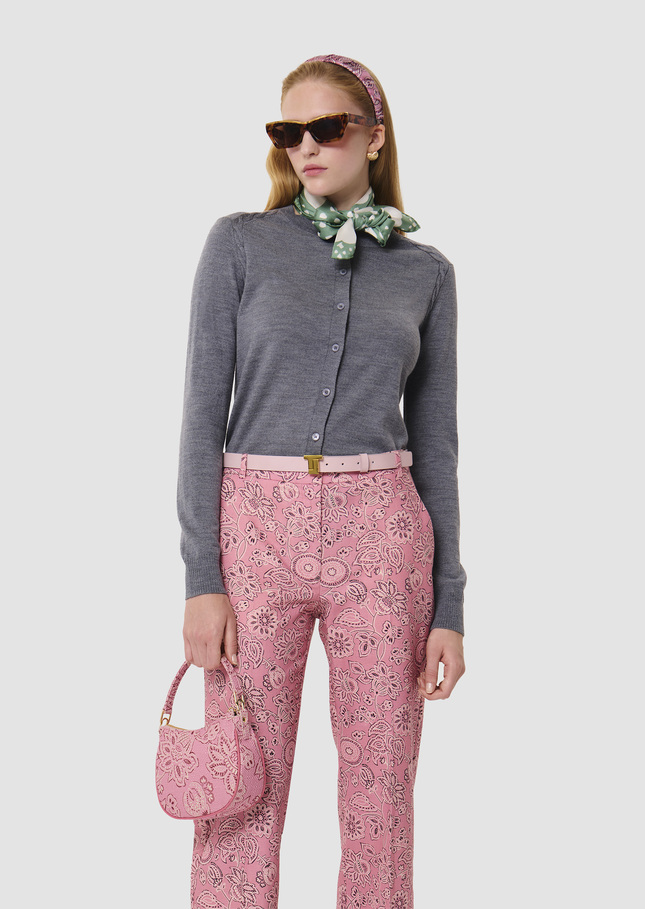 Ginno grey cardigan in merino wool Gray grey TARA JARMON CH