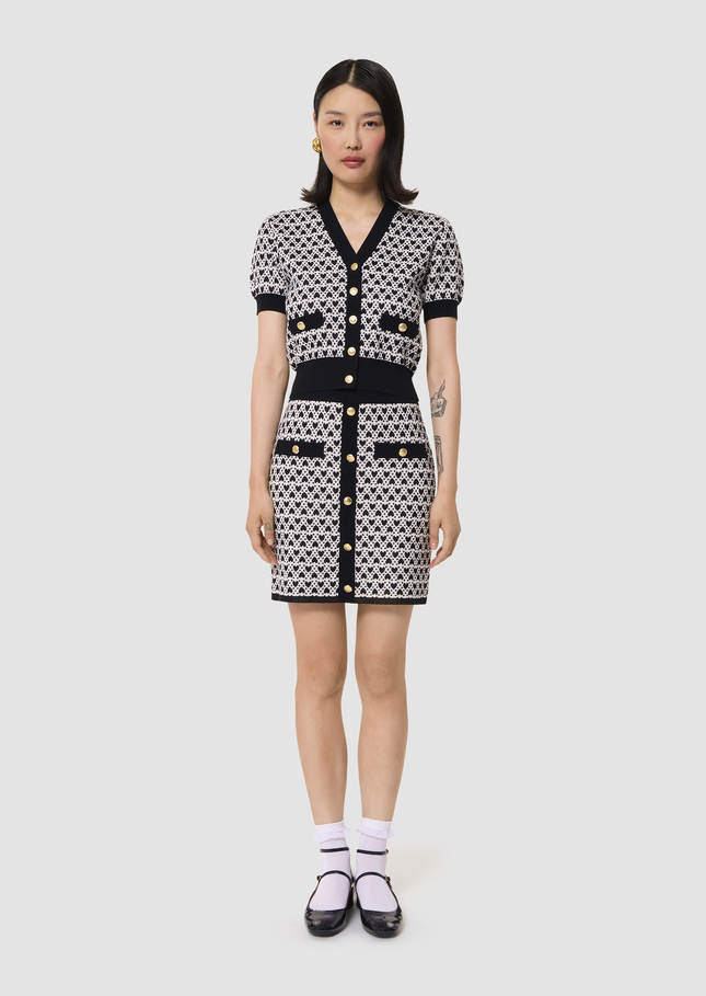 Gavril ecru cotton cardigan with jacquard heart pattern Craie TARA JARMON CH