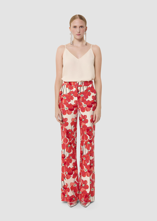 Primavera red red cotton floral print pants Poppy TARA JARMON CH