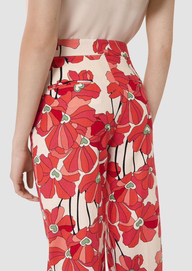 Primavera red red cotton floral print pants Poppy TARA JARMON CH