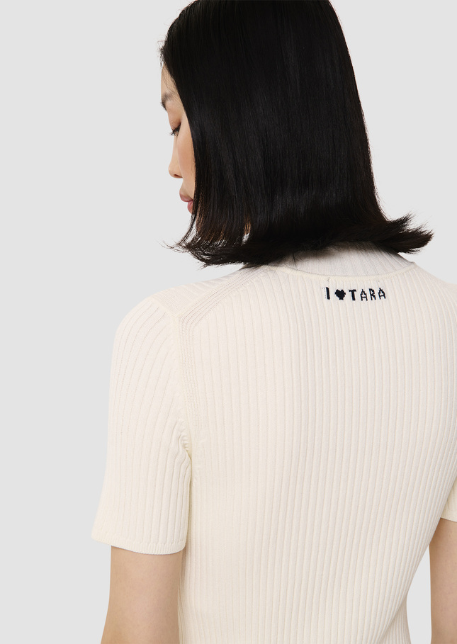 Perla ecru ribbed knit sweater Off-white TARA JARMON CH