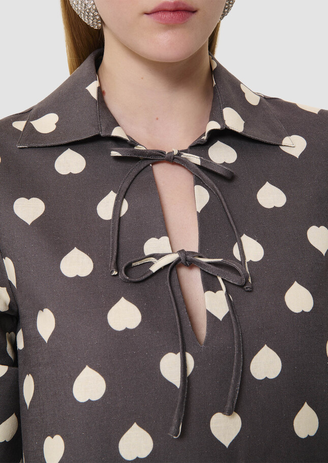 Reyes grey dress with white hearts Grey TARA JARMON CH