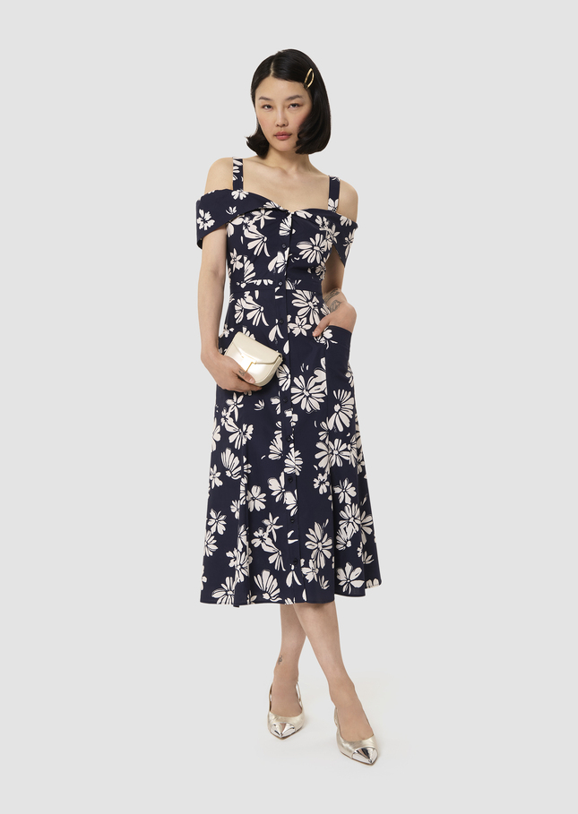 Raquelita midnight blue floral print dress Night TARA JARMON CH