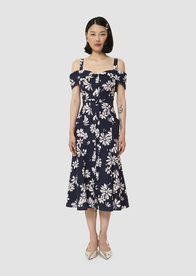 Raquelita midnight blue floral print dress Night TARA JARMON CH