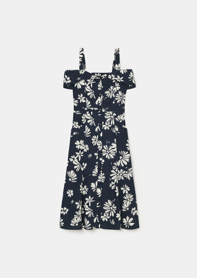Raquelita midnight blue floral print dress Night TARA JARMON CH