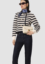 Goldie ecru midnight blue stripes cardigan Off-white TARA JARMON CH