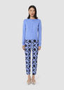 Ginno blue cardigan in merino wool Gray grey, Horizon, Pistache TARA JARMON CH