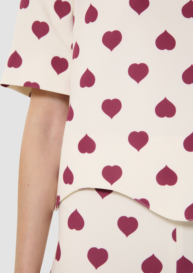 Tiaga ecru Top with pink hearts Craie TARA JARMON CH