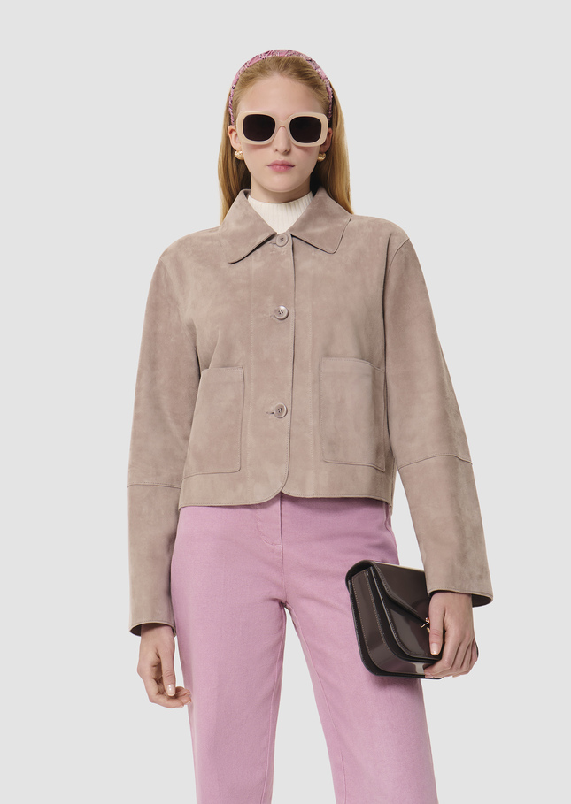 Victor grey velvet leather jacket Grey TARA JARMON CH