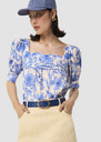 Talma ecru blue floral print top Champagne TARA JARMON CH