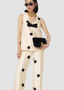 Topaze ecru large black polka dots top Off-white TARA JARMON CH