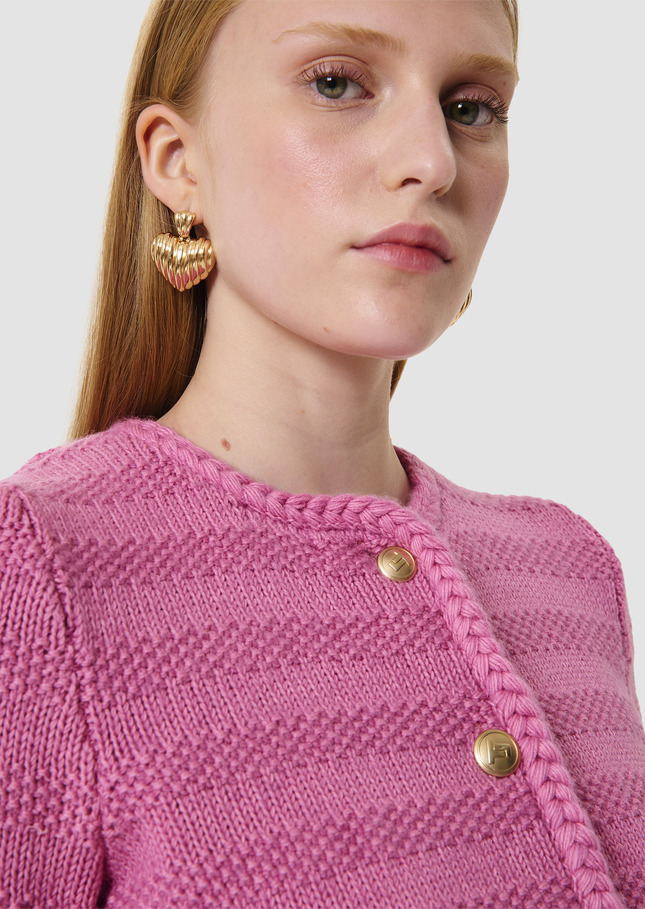 Giuda pink cotton and wool cardigan Bonbon TARA JARMON CH