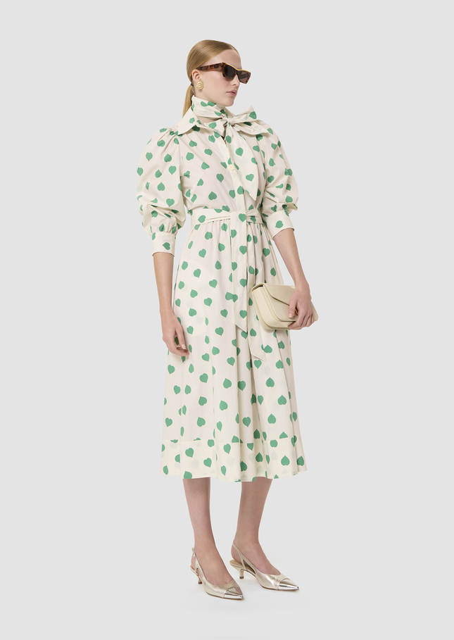 Rivoltine ecru hearts print poplin dress Pistache TARA JARMON CH