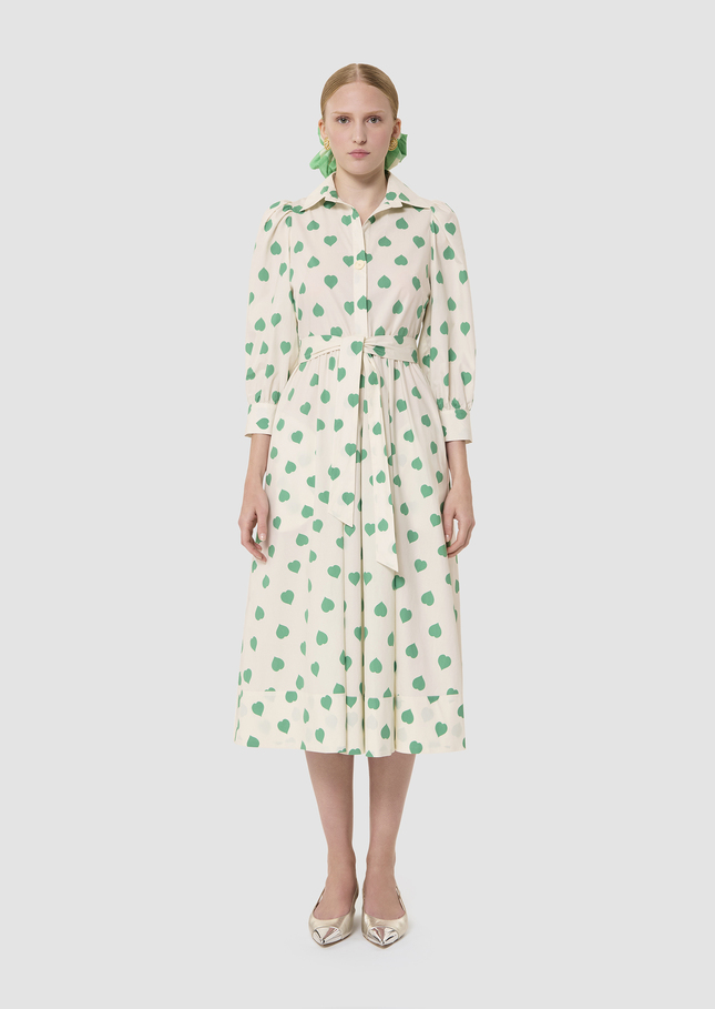Rivoltine ecru hearts print poplin dress Pistache TARA JARMON CH
