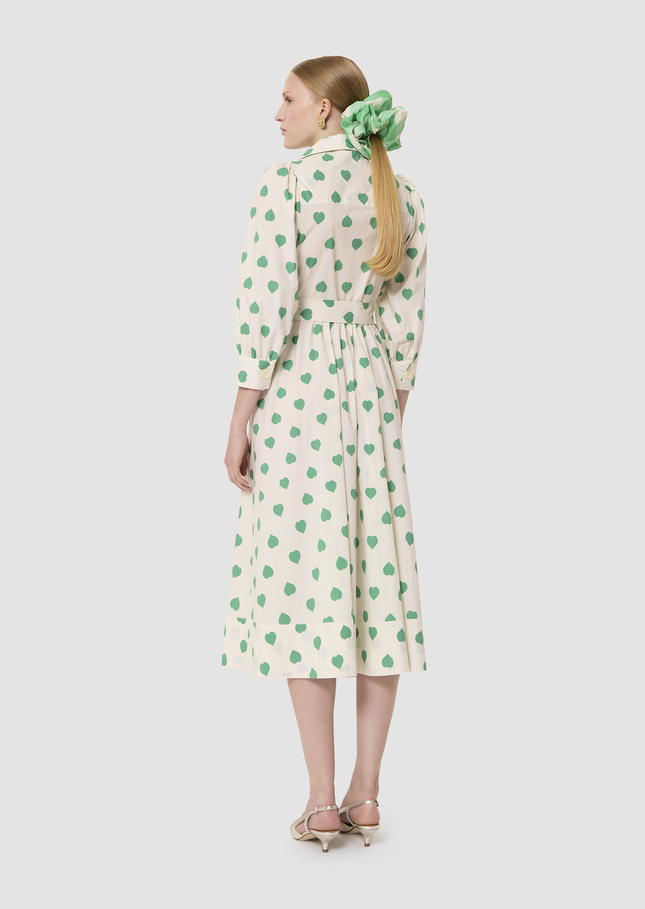 Rivoltine ecru hearts print poplin dress Pistache TARA JARMON CH