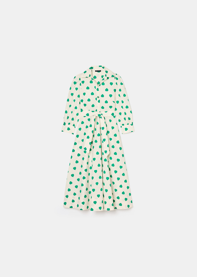 Rivoltine ecru hearts print poplin dress Pistache TARA JARMON CH