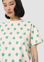 Taralovely ecru t-shirt with green hearts Pistache TARA JARMON CH