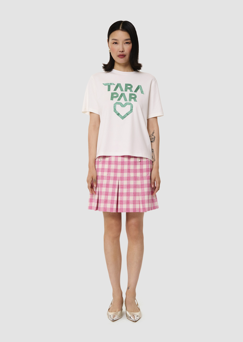 Trefle white double cotton T-shirt Pistache TARA JARMON CH