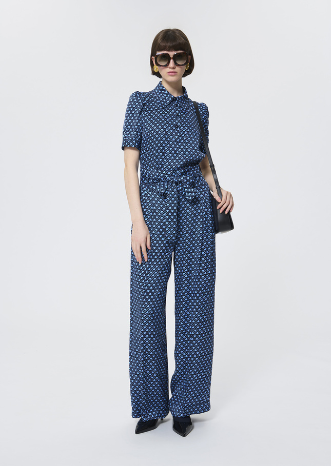 Pia Pants midnight blue with mini heart print Night TARA JARMON CH