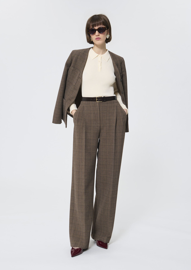Parigi trousers beige Prince of Wales check Taupe color TARA JARMON CH