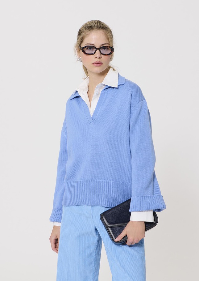 Paola sweater sky blue wool Horizon TARA JARMON CH
