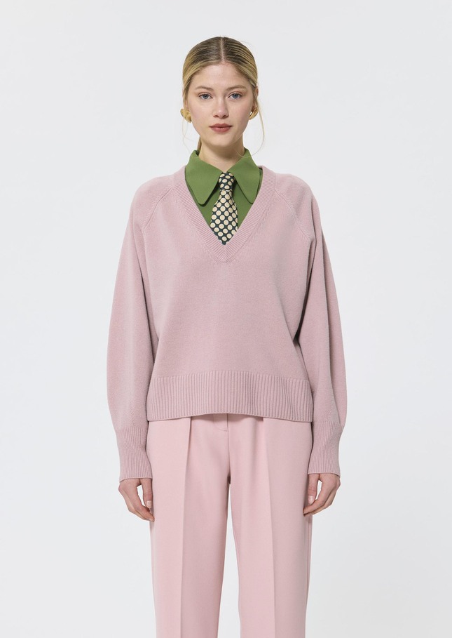 Paz sweater pale pink merino and alpaca wool Blush TARA JARMON CH