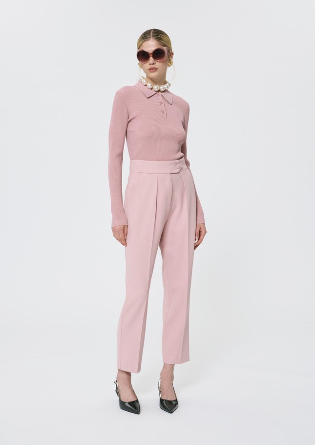 Priscilla Sweater pale pink extra-fine ribbed knit Blush TARA JARMON CH