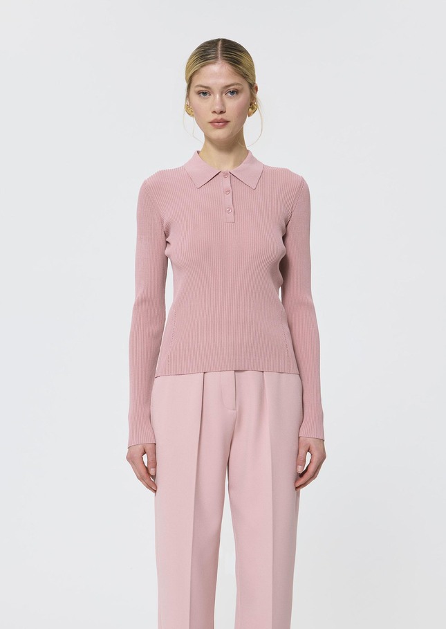 Priscilla Sweater pale pink extra-fine ribbed knit Blush TARA JARMON CH