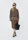 Pacome Sweater beige with black stripes in wool Taupe color TARA JARMON CH