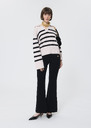 Paola sweater ecru with black stripes in wool Off-white TARA JARMON CH