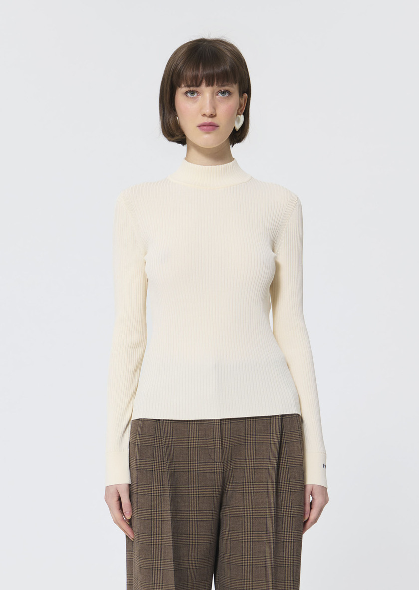 Prudie sweater ecru in extra-fine ribbed knit Off-white TARA JARMON CH