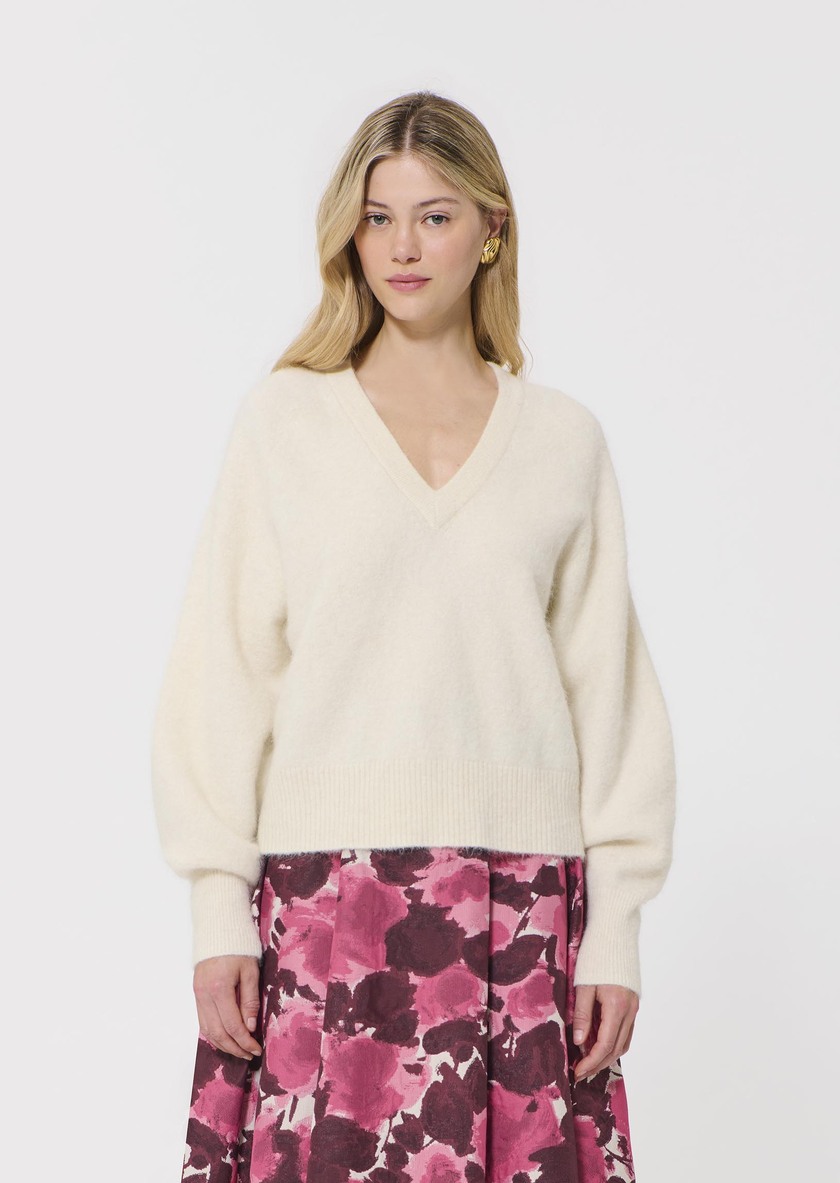 Paz sweater ecru in wool and alpaca Off-white TARA JARMON CH