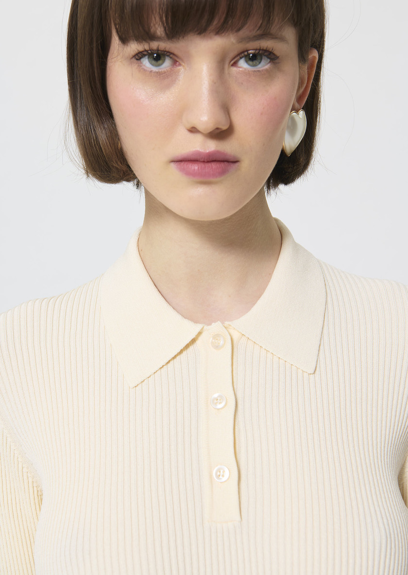 Priscilla Sweater ecru in extra-fine ribbed knit Off-white TARA JARMON CH