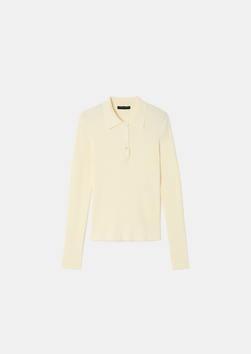 Priscilla Sweater ecru in extra-fine ribbed knit Off-white TARA JARMON CH