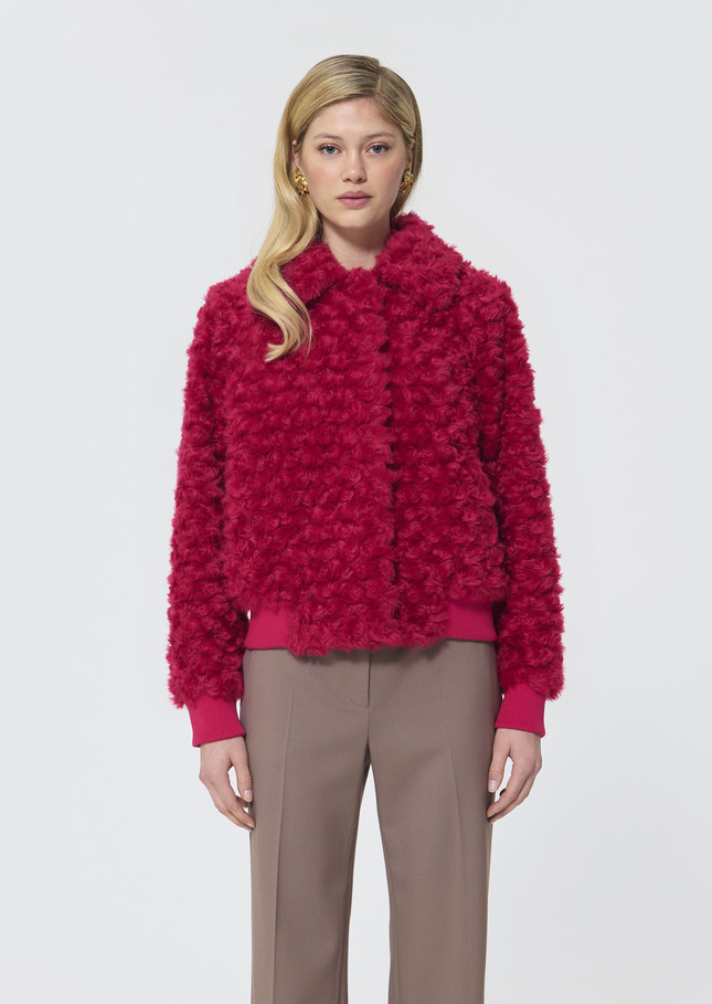 Bianca Jacket red faux fur boucle Garnet TARA JARMON CH