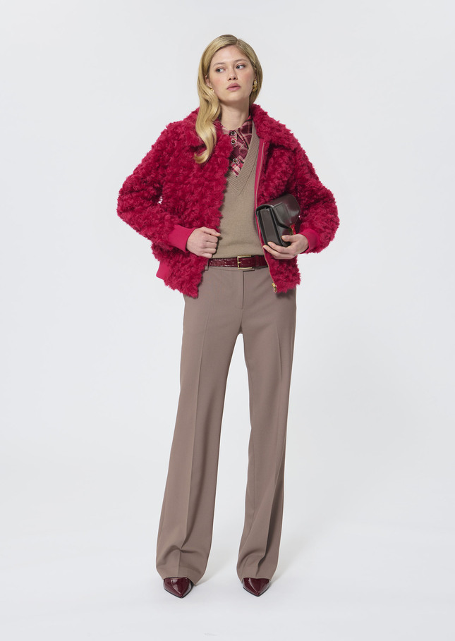 Bianca Jacket red faux fur boucle Garnet TARA JARMON CH