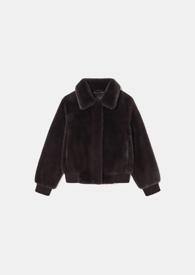 Bianca Jacket brown faux fur curly Chocolate TARA JARMON CH