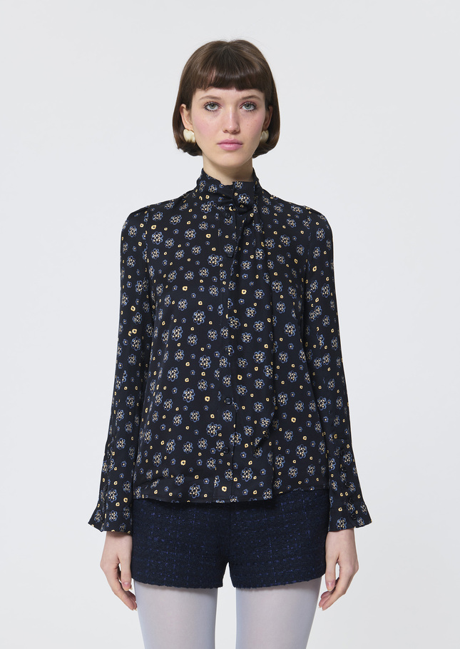 Colette shirt midnight blue floral print Night TARA JARMON CH