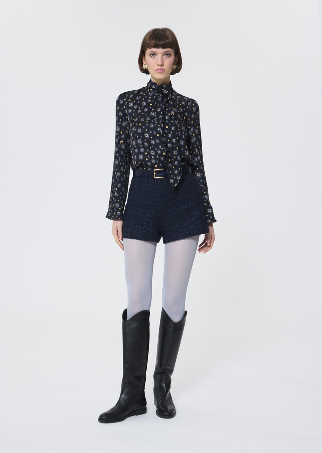 Colette shirt midnight blue floral print Night TARA JARMON CH