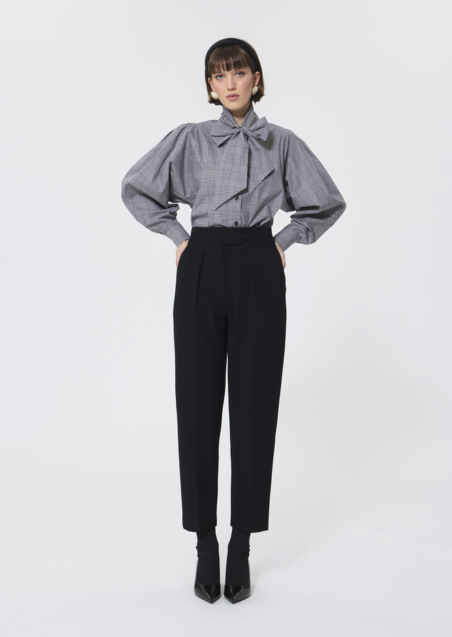 Candya shirt grey gingham patchwork poplin Charcoal TARA JARMON CH