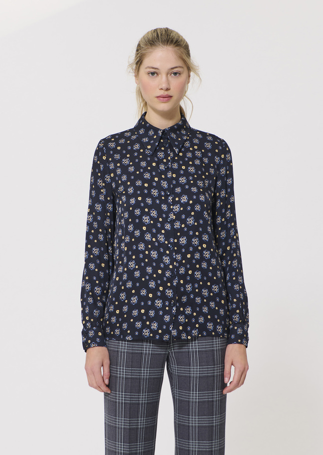Charlotte shirt midnight blue floral print Night TARA JARMON CH
