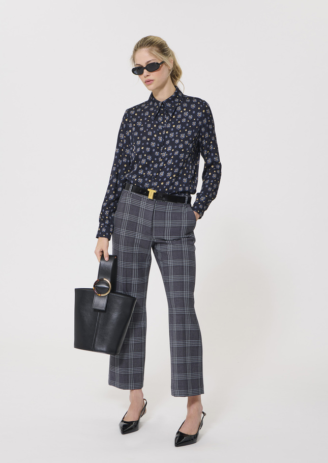 Charlotte shirt midnight blue floral print Night TARA JARMON CH