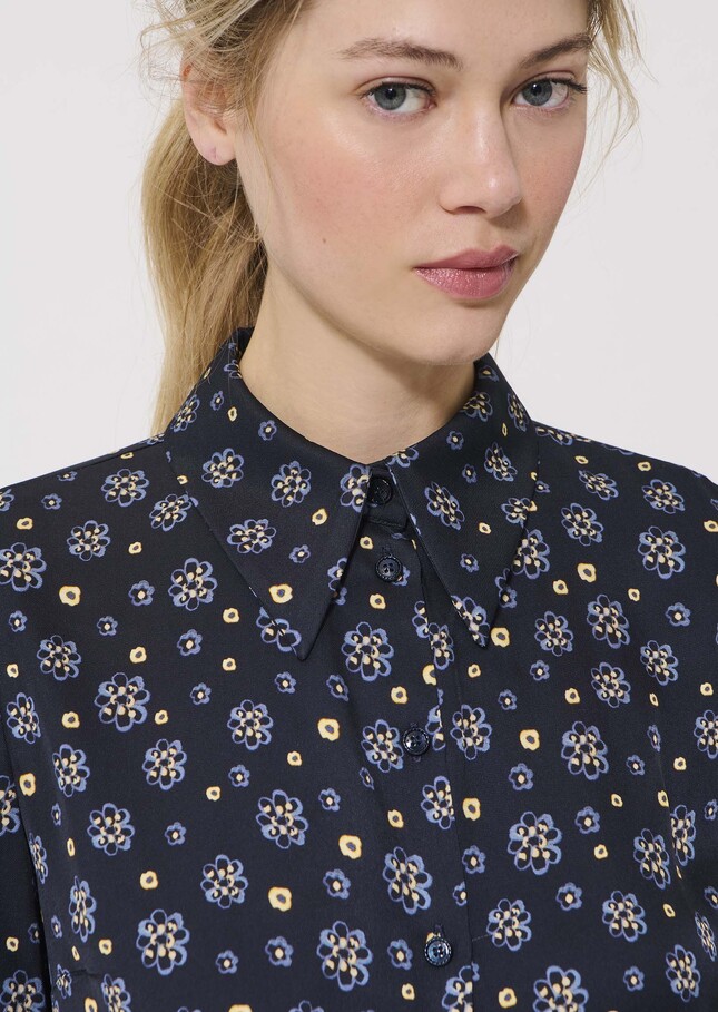 Charlotte shirt midnight blue floral print Night TARA JARMON CH
