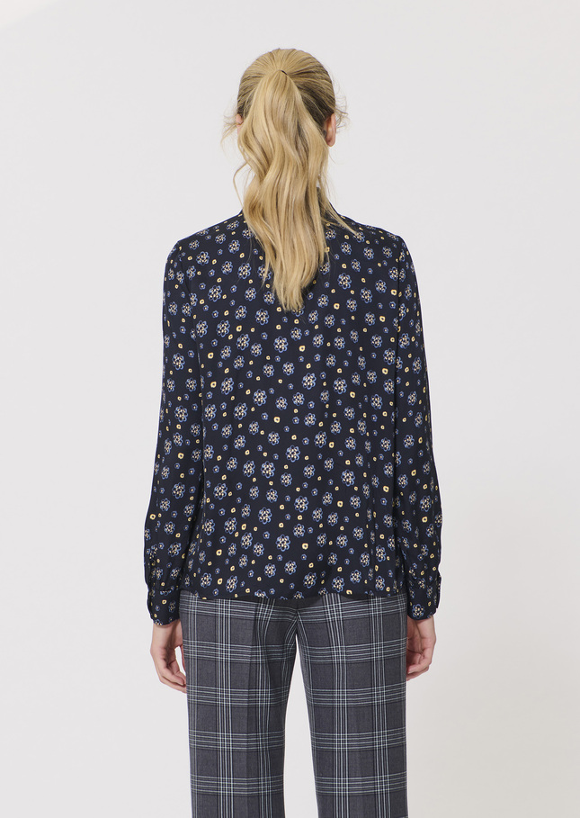 Charlotte shirt midnight blue floral print Night TARA JARMON CH