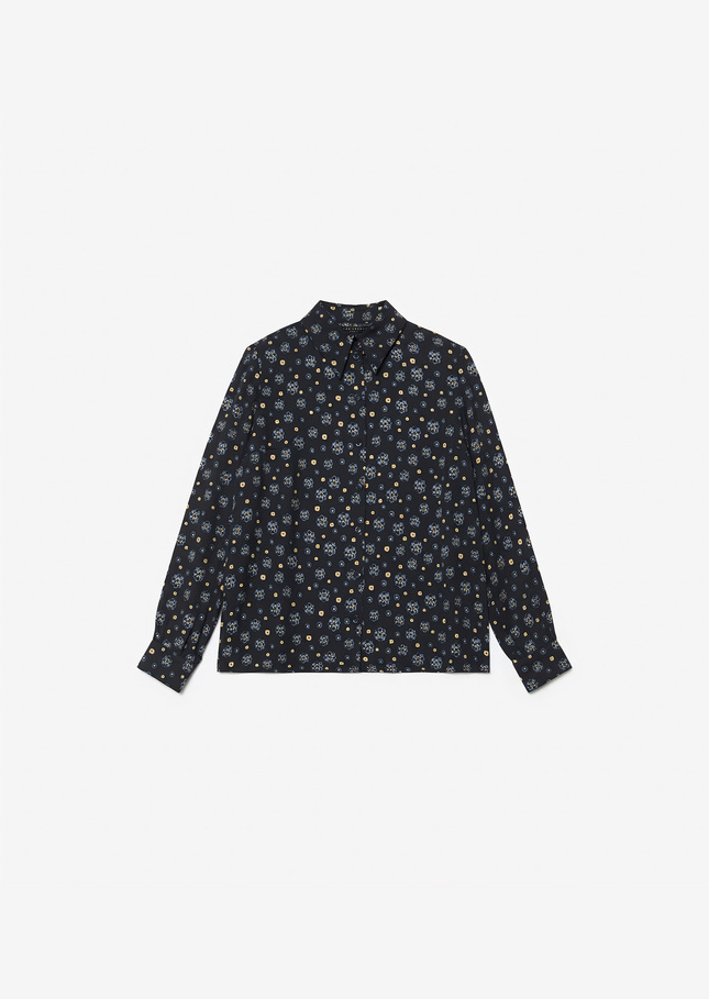 Charlotte shirt midnight blue floral print Night TARA JARMON CH