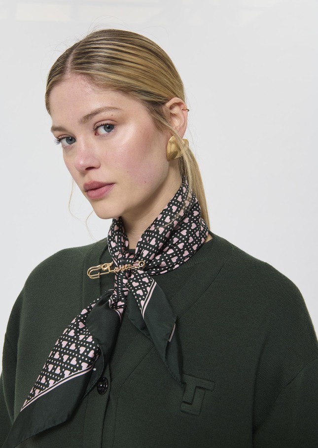 Effy stole English green silk Vert anglais TARA JARMON CH